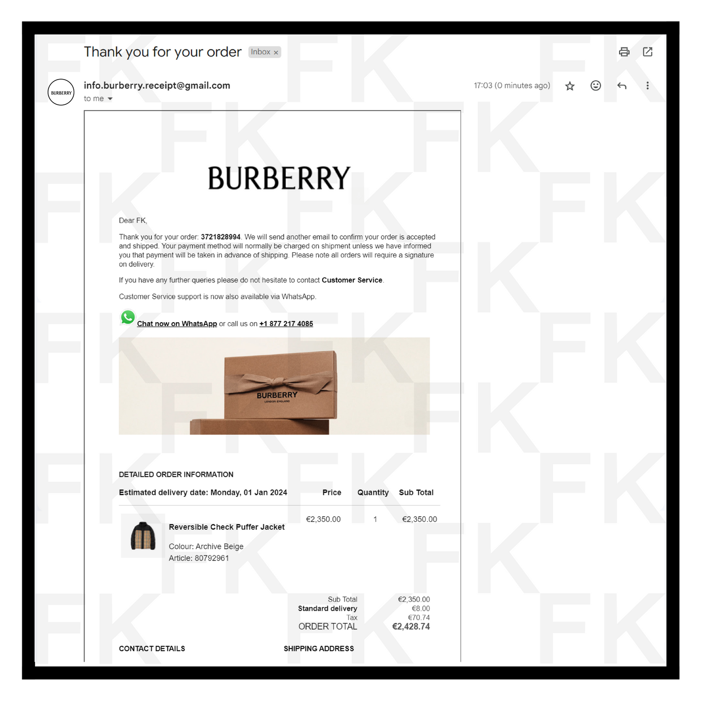 burberry email receipt