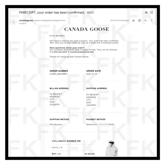 canada goose email receipt