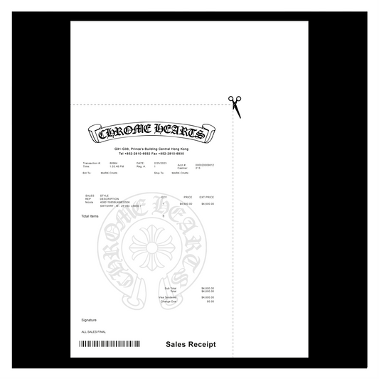 CHROME HEARTS PAPER RECEIPT