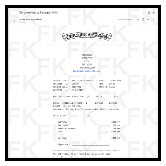 chrome hearts email receipt