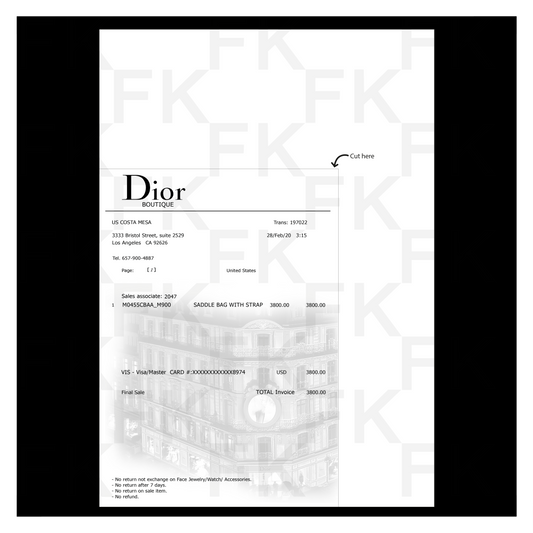 DIOR PAPER RECEIPT