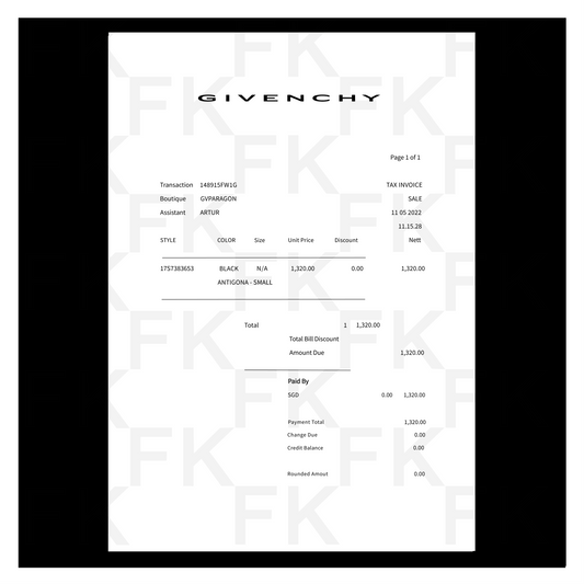 GIVENCHY PAPER RECEIPT