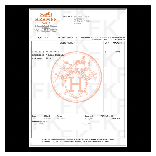 HERMES PAPER RECEIPT