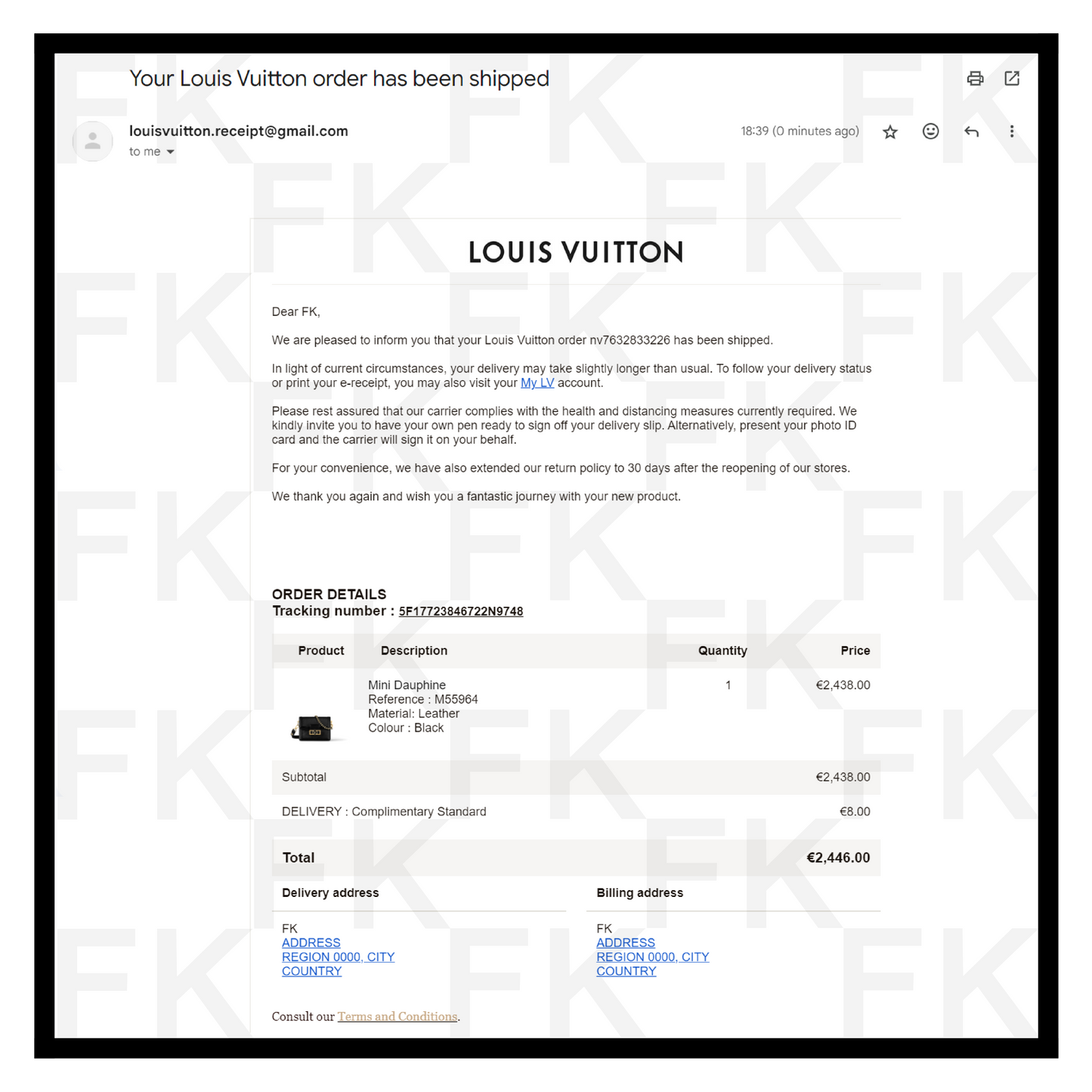 Louis vuitton email receipt