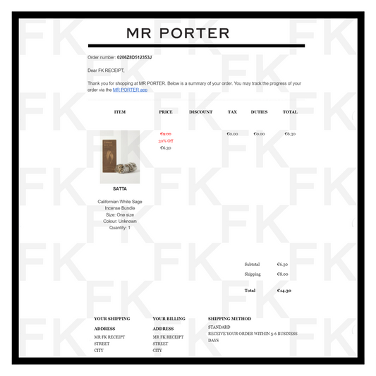 mr porter email receipt