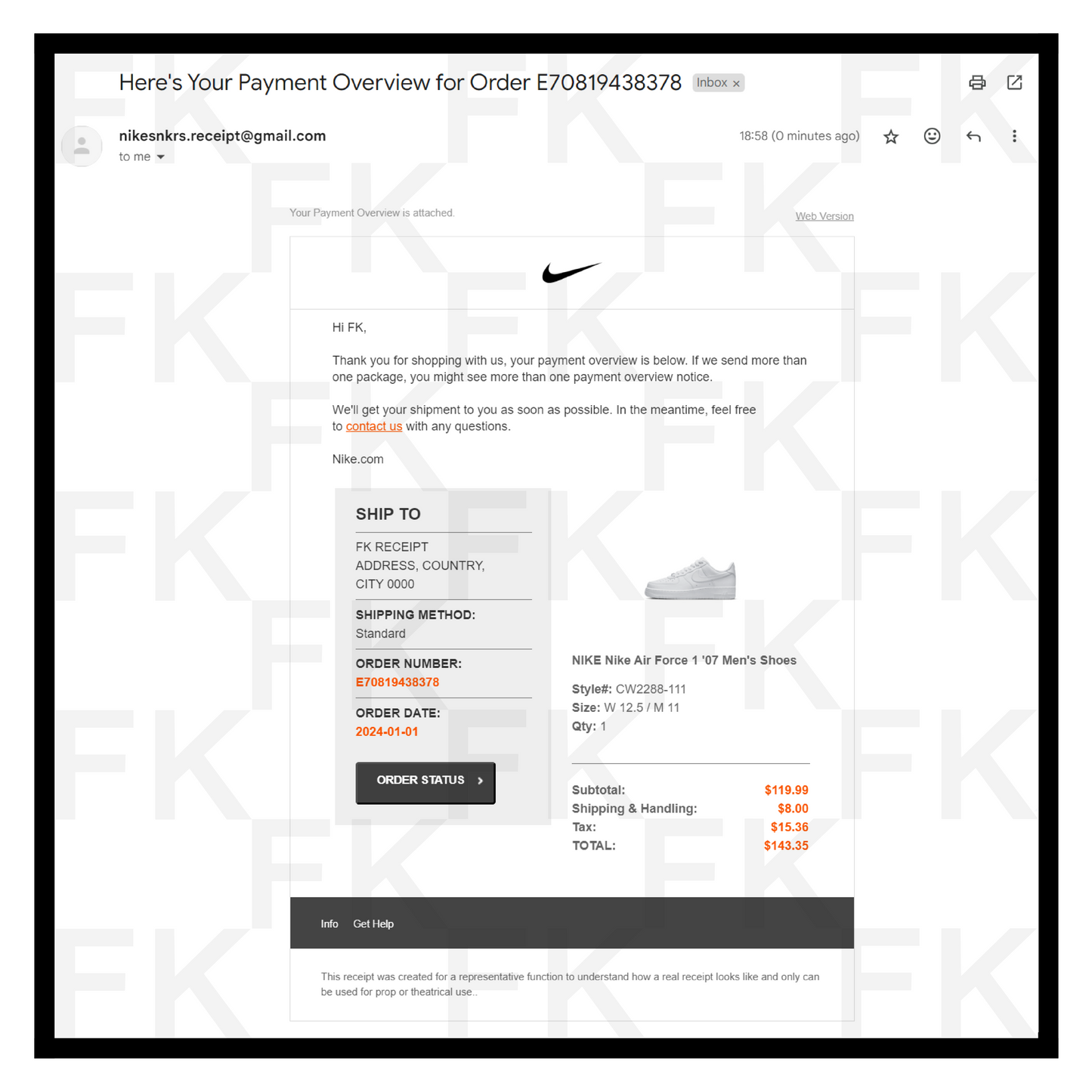 nike email receipt