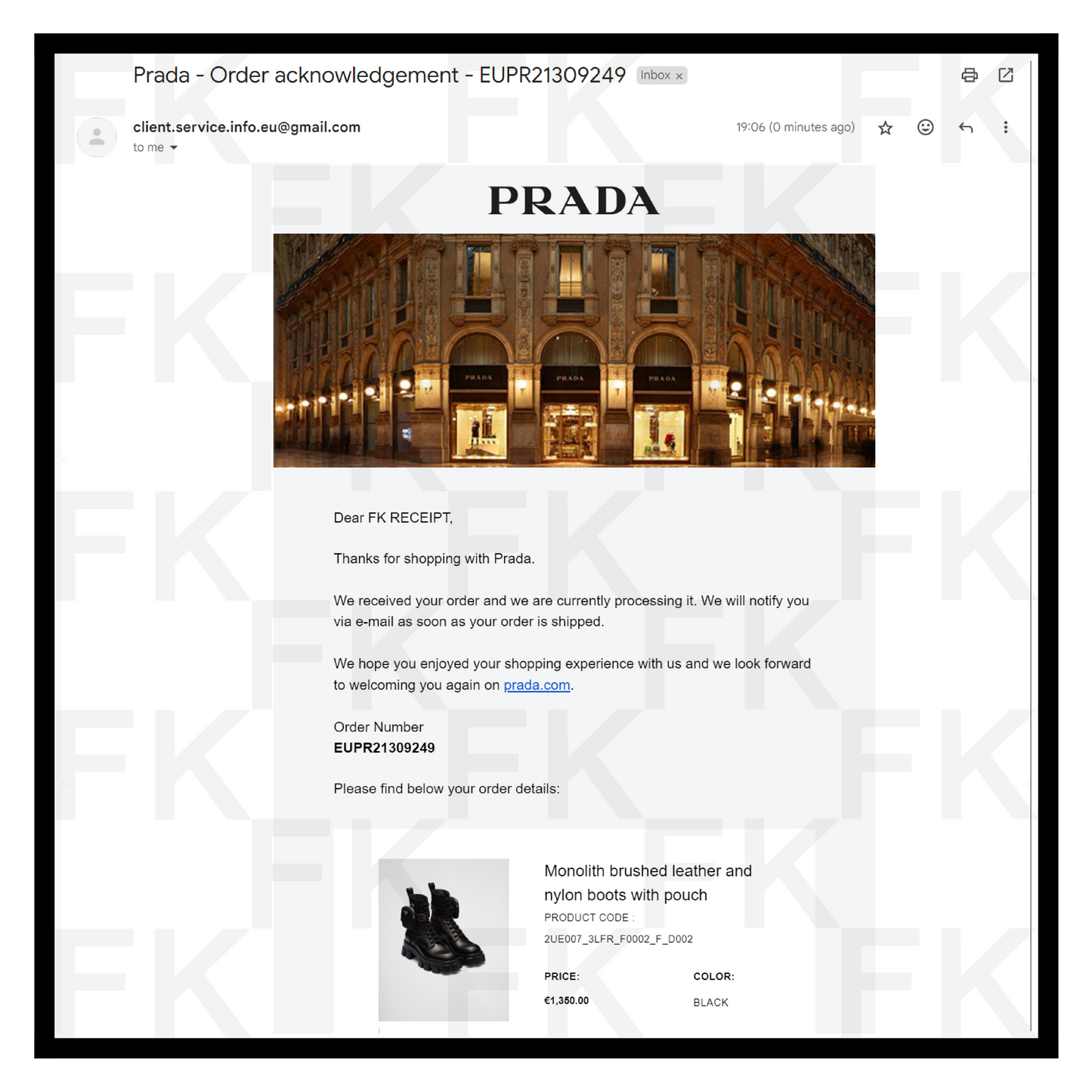 prada email receipt