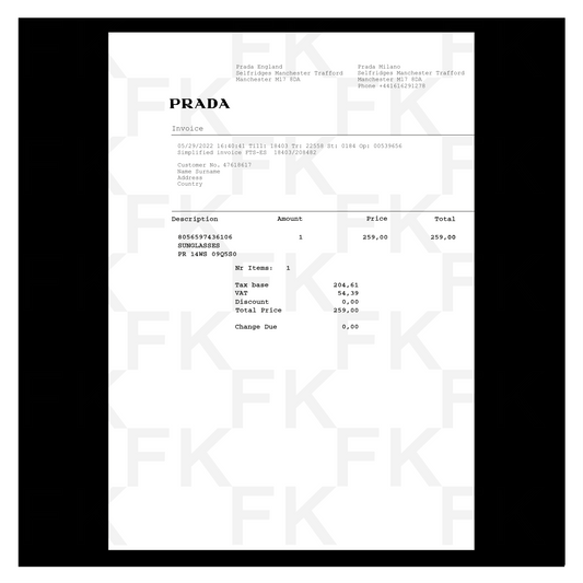 PRADA PAPER RECEIPT