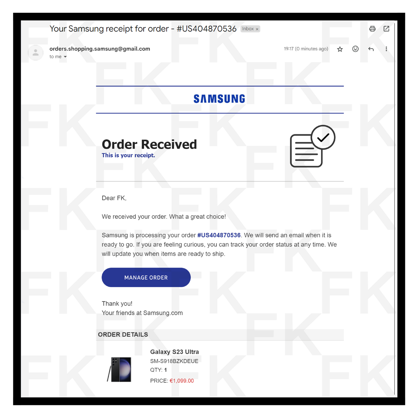 samsung email receipt