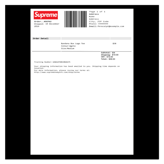 SUPREME PAPER RECEIPT