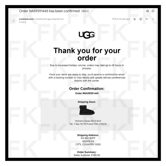 ugg email receipt